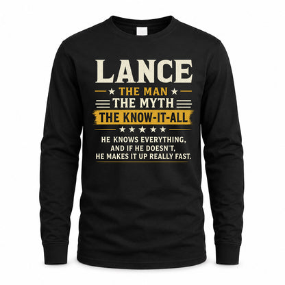 LANCE TM90-K04-125 - NAME Legendary Know-It-All Personalized Funny Shirt