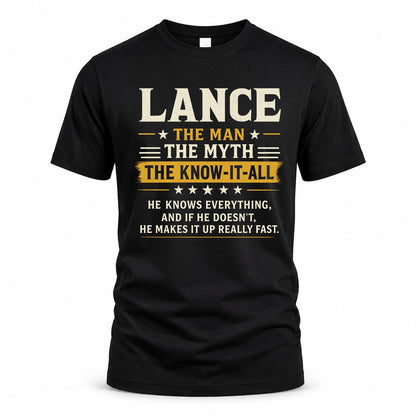 LANCE TM90-K04-125 - NAME Legendary Know-It-All Personalized Funny Shirt