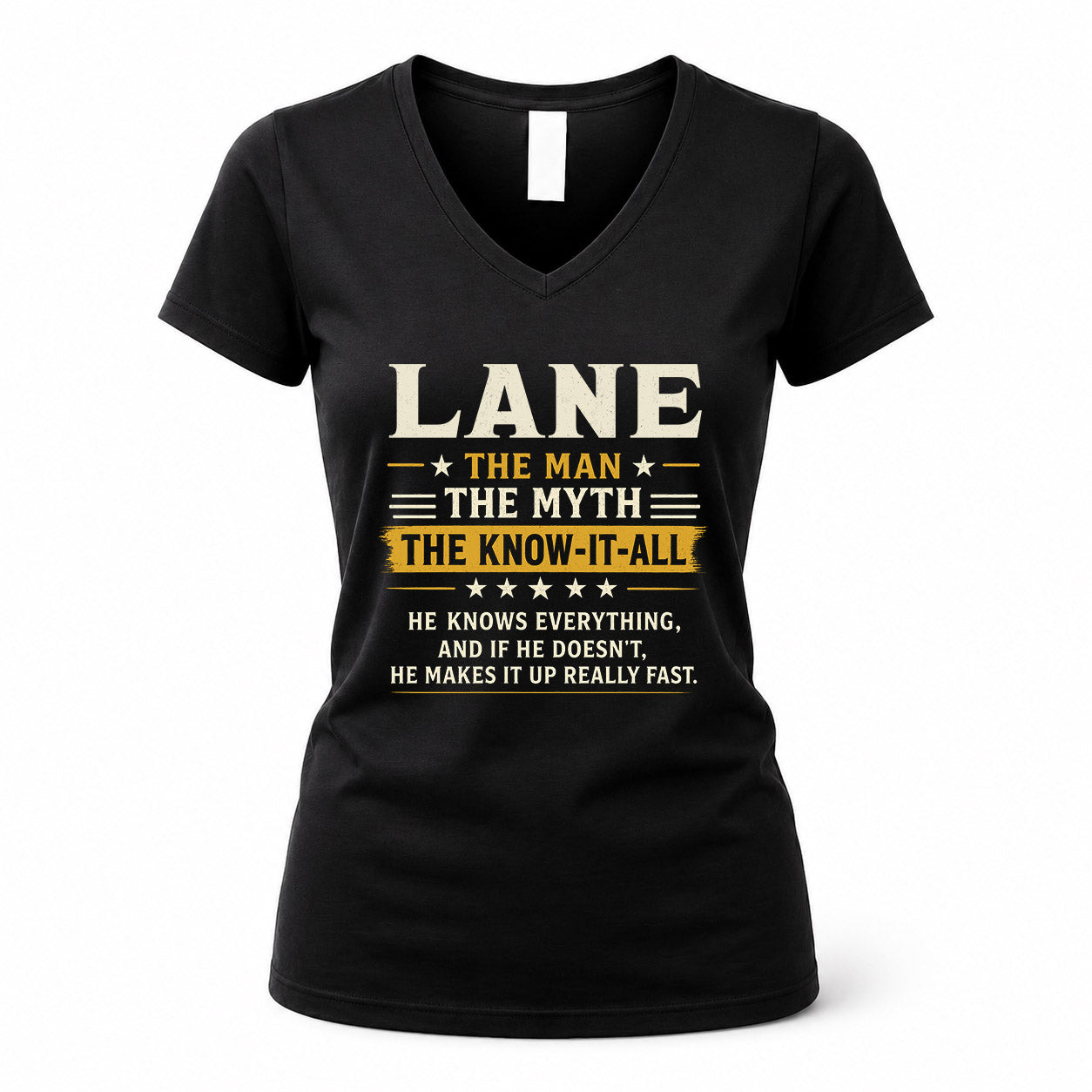 LANE TM90-K04-125 - NAME Legendary Know-It-All Personalized Funny Shirt