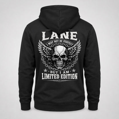 LANE P01-K24-229 – Personalized Skull Graphic Apparel “I Am NAME I May Not Be Perfect But I Am Limited Edition”