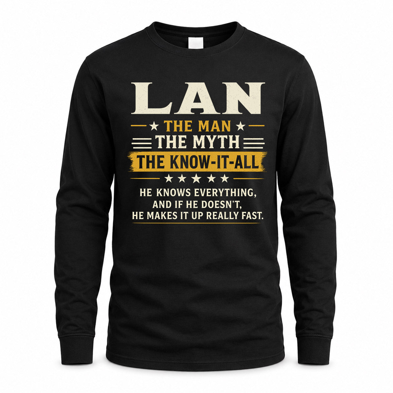 LAN TM90-K04-125 - NAME Legendary Know-It-All Personalized Funny Shirt