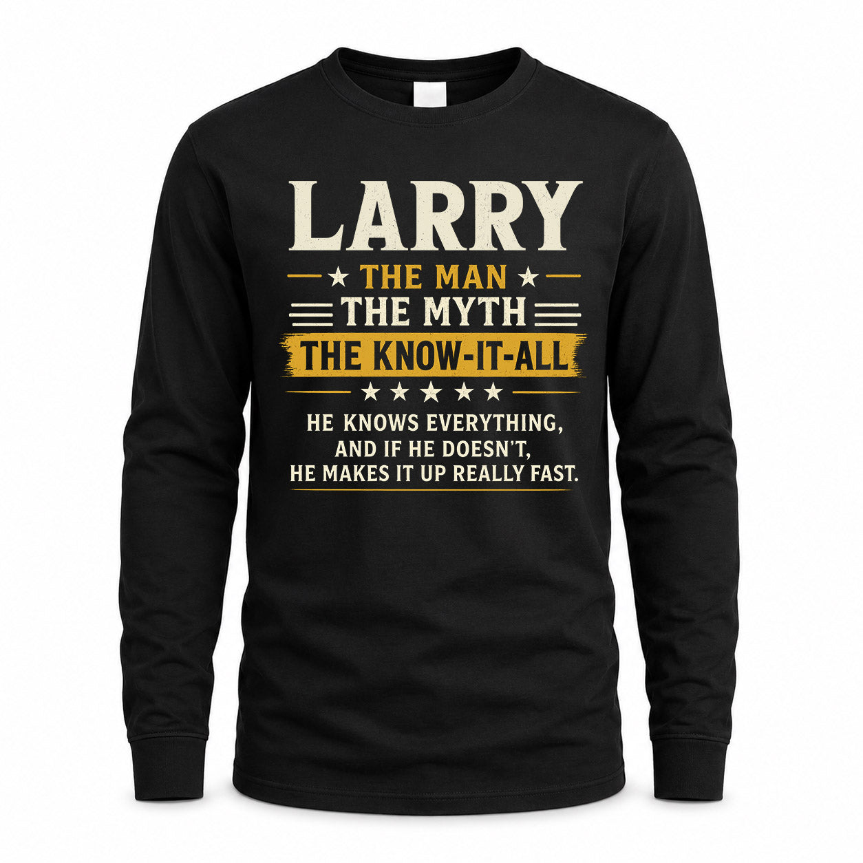 LARRY TM90-K04-125 - NAME Legendary Know-It-All Personalized Funny Shirt