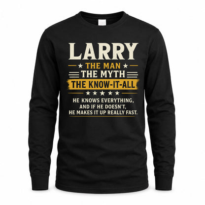 LARRY TM90-K04-125 - NAME Legendary Know-It-All Personalized Funny Shirt