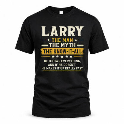 LARRY TM90-K04-125 - NAME Legendary Know-It-All Personalized Funny Shirt