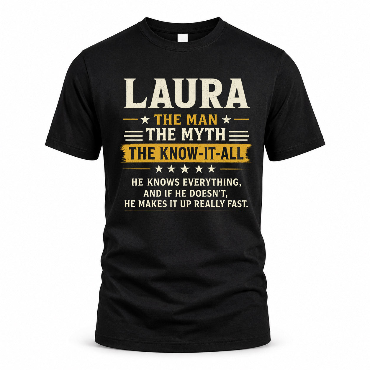 LAURA TM90-K04-125 - NAME Legendary Know-It-All Personalized Funny Shirt