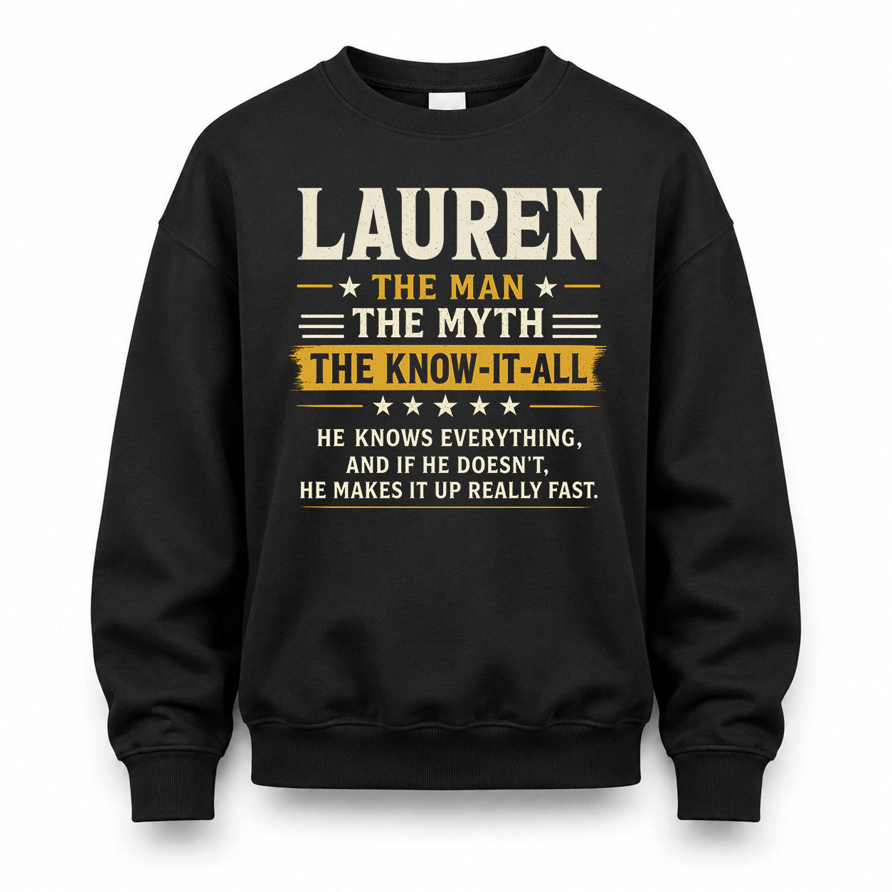 LAUREN TM90-K04-125 - NAME Legendary Know-It-All Personalized Funny Shirt