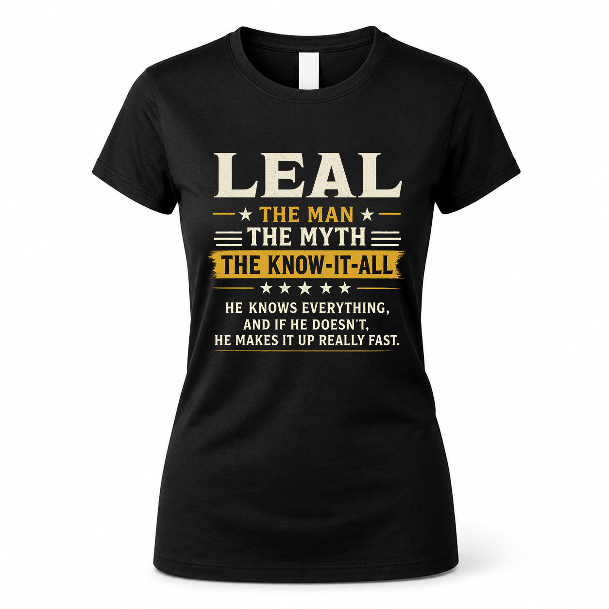 LEAL TM90-K04-125 - NAME Legendary Know-It-All Personalized Funny Shirt