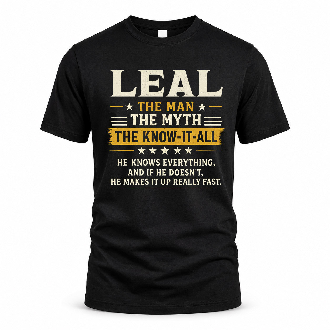 LEAL TM90-K04-125 - NAME Legendary Know-It-All Personalized Funny Shirt