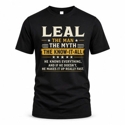 LEAL TM90-K04-125 - NAME Legendary Know-It-All Personalized Funny Shirt