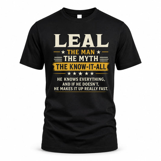 LEAL TM90-K04-125 - NAME Legendary Know-It-All Personalized Funny Shirt