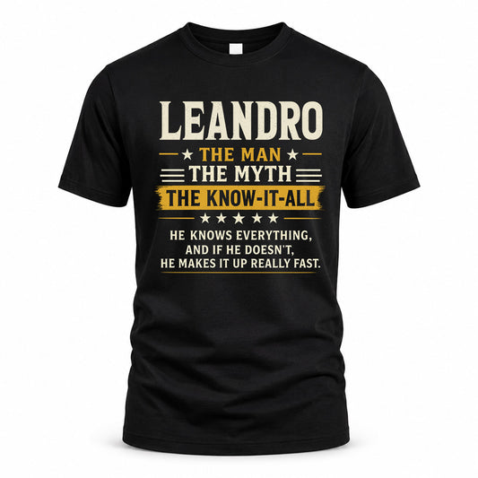 LEANDRO TM90-K04-125 - NAME Legendary Know-It-All Personalized Funny Shirt