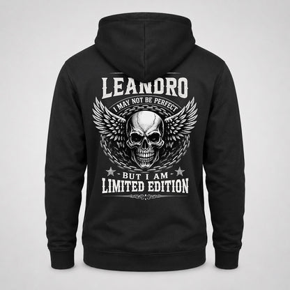 LEANDRO P01-K24-229 – Personalized Skull Graphic Apparel “I Am NAME I May Not Be Perfect But I Am Limited Edition”