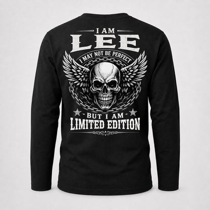 LEE P01-K24-229 – Personalized Skull Graphic Apparel “I Am NAME I May Not Be Perfect But I Am Limited Edition”