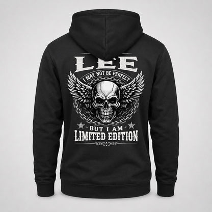 LEE P01-K24-229 – Personalized Skull Graphic Apparel “I Am NAME I May Not Be Perfect But I Am Limited Edition”
