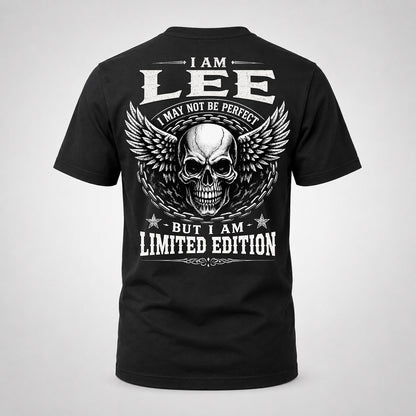LEE P01-K24-229 – Personalized Skull Graphic Apparel “I Am NAME I May Not Be Perfect But I Am Limited Edition”