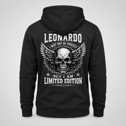 LEONARDO P01-K24-229 – Personalized Skull Graphic Apparel “I Am NAME I May Not Be Perfect But I Am Limited Edition”