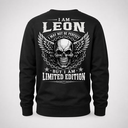 LEON P01-K24-229 – Personalized Skull Graphic Apparel “I Am NAME I May Not Be Perfect But I Am Limited Edition”