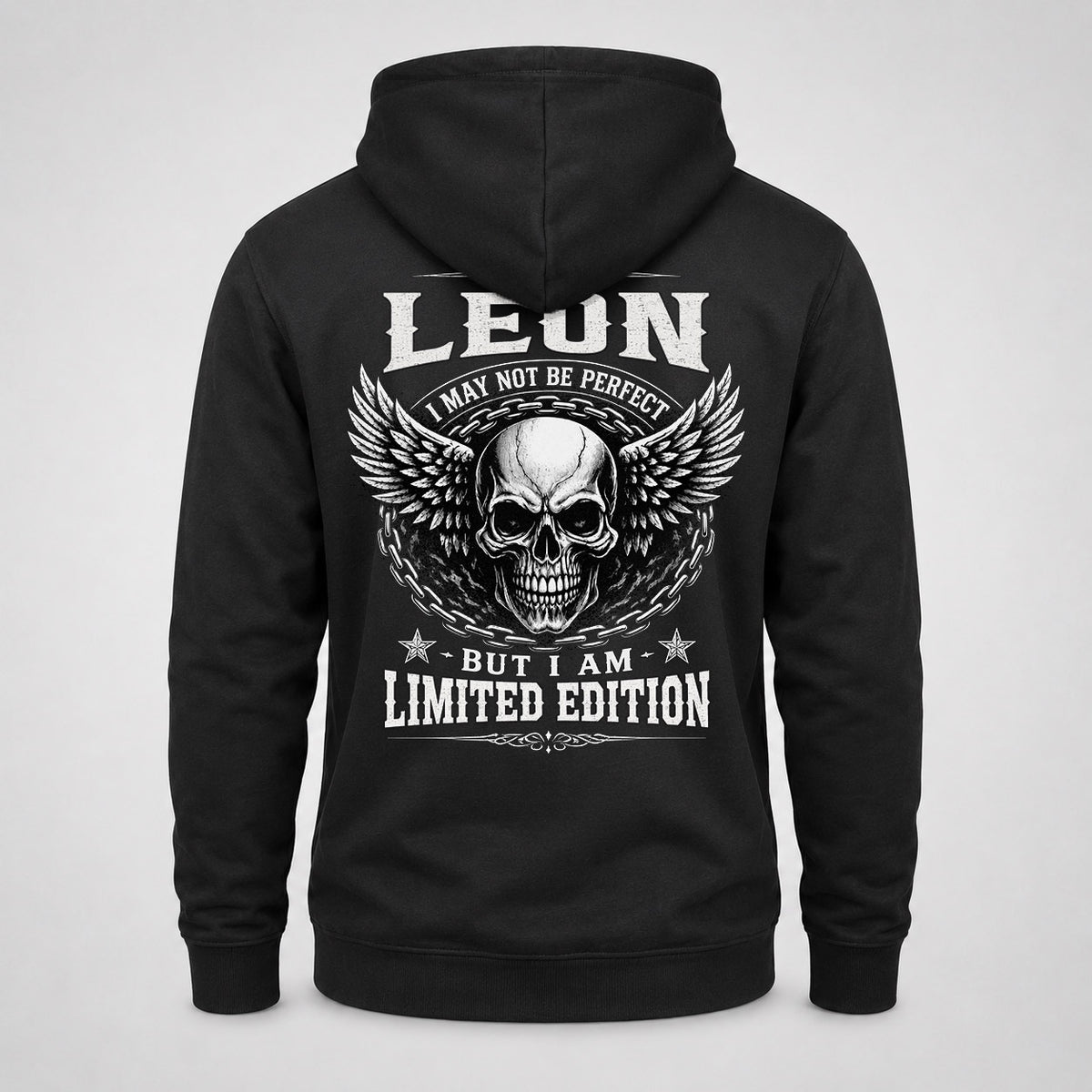 LEON P01-K24-229 – Personalized Skull Graphic Apparel “I Am NAME I May Not Be Perfect But I Am Limited Edition”