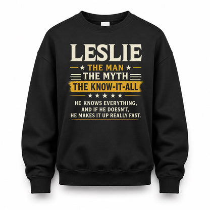 LESLIE TM90-K04-125 - NAME Legendary Know-It-All Personalized Funny Shirt