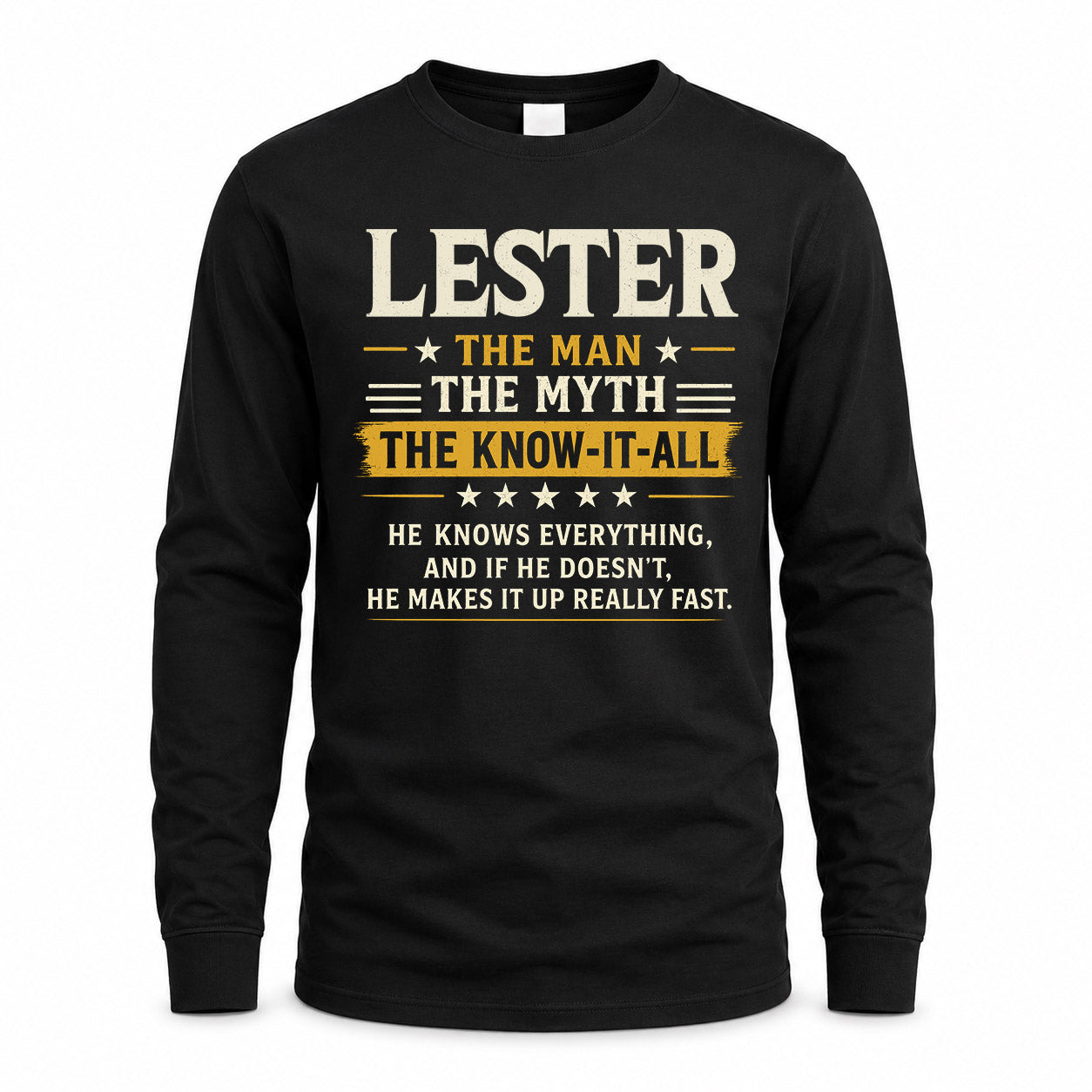 LESTER TM90-K04-125 - NAME Legendary Know-It-All Personalized Funny Shirt