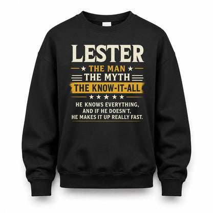 LESTER TM90-K04-125 - NAME Legendary Know-It-All Personalized Funny Shirt