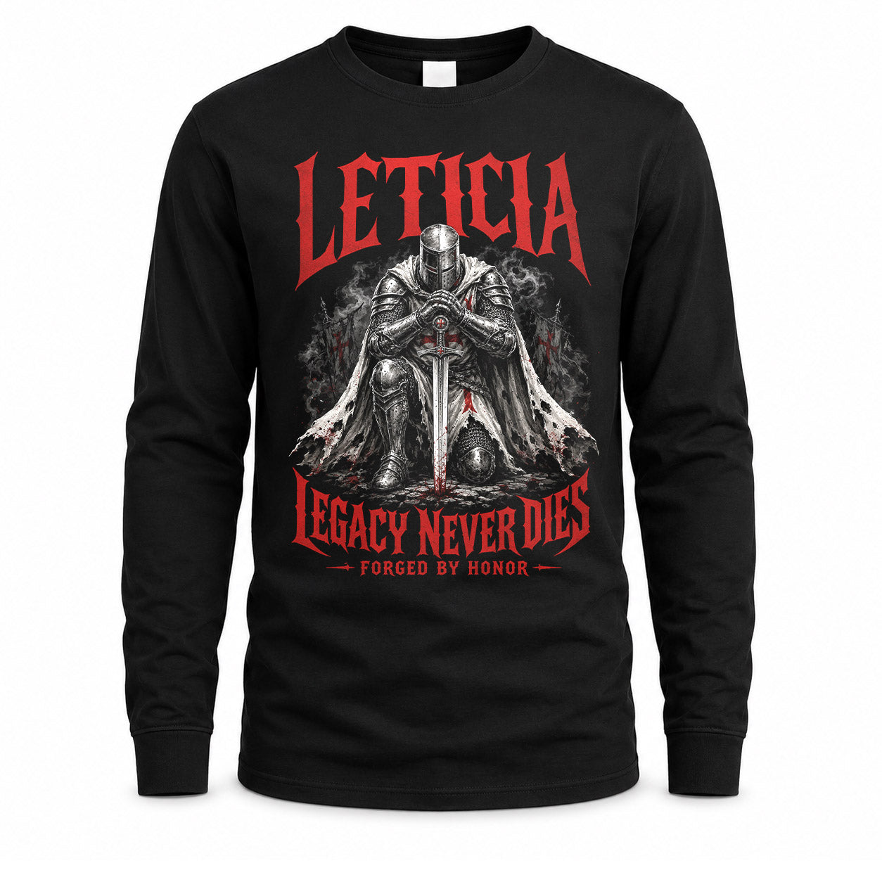 LETICIA HS90-K04-109 - NAME Legacy Never Dies Forged By Honor Personalized Knight