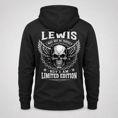 LEWIS P01-K24-229 – Personalized Skull Graphic Apparel “I Am NAME I May Not Be Perfect But I Am Limited Edition”