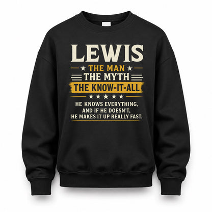 LEWIS TM90-K04-125 - NAME Legendary Know-It-All Personalized Funny Shirt