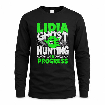 LIDIA HW22-K06-109 - NAME Ghost Hunting In Progress Personalized Halloween Shirt