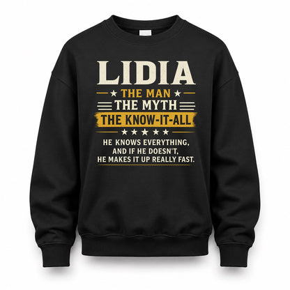 LIDIA TM90-K04-125 - NAME Legendary Know-It-All Personalized Funny Shirt