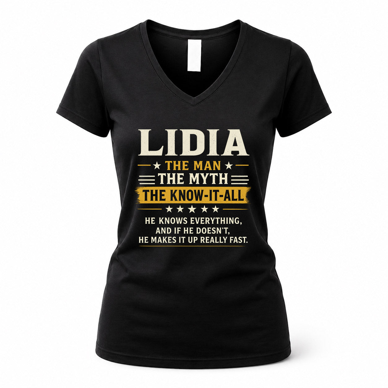 LIDIA TM90-K04-125 - NAME Legendary Know-It-All Personalized Funny Shirt