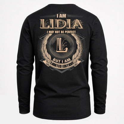 LIDIA PH55-T25-Personalized Name Quote Apparel “I Am NAME May Not Be Perfect But I Am Limited Edition”