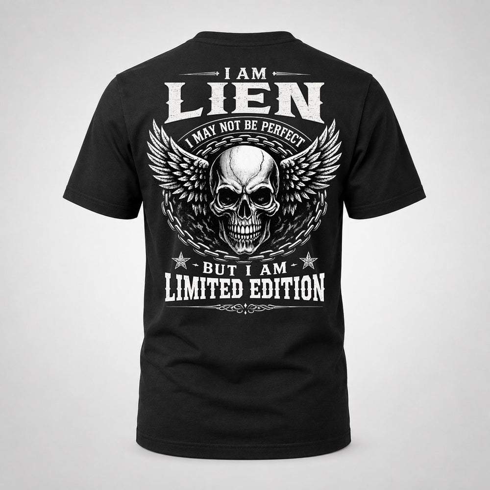 LIEN P01-K24-229 – Personalized Skull Graphic Apparel “I Am NAME I May Not Be Perfect But I Am Limited Edition”