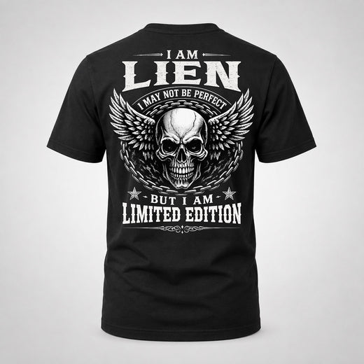 LIEN P01-K24-229 – Personalized Skull Graphic Apparel “I Am NAME I May Not Be Perfect But I Am Limited Edition”