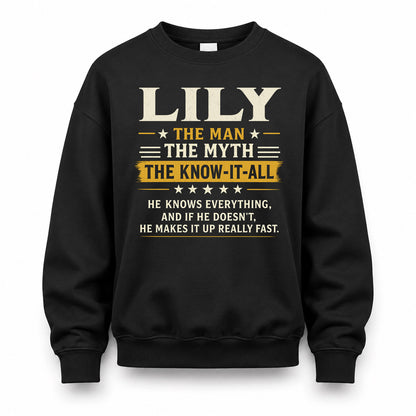 LILY TM90-K04-125 - NAME Legendary Know-It-All Personalized Funny Shirt