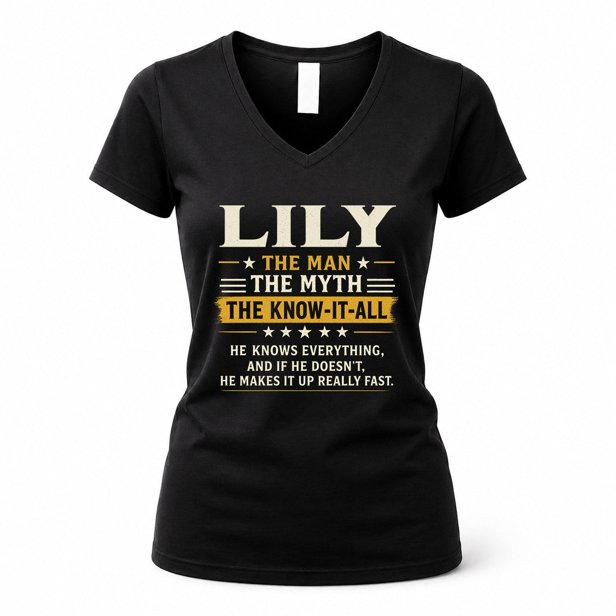 LILY TM90-K04-125 - NAME Legendary Know-It-All Personalized Funny Shirt