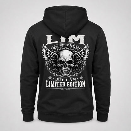 LIM P01-K24-229 – Personalized Skull Graphic Apparel “I Am NAME I May Not Be Perfect But I Am Limited Edition”