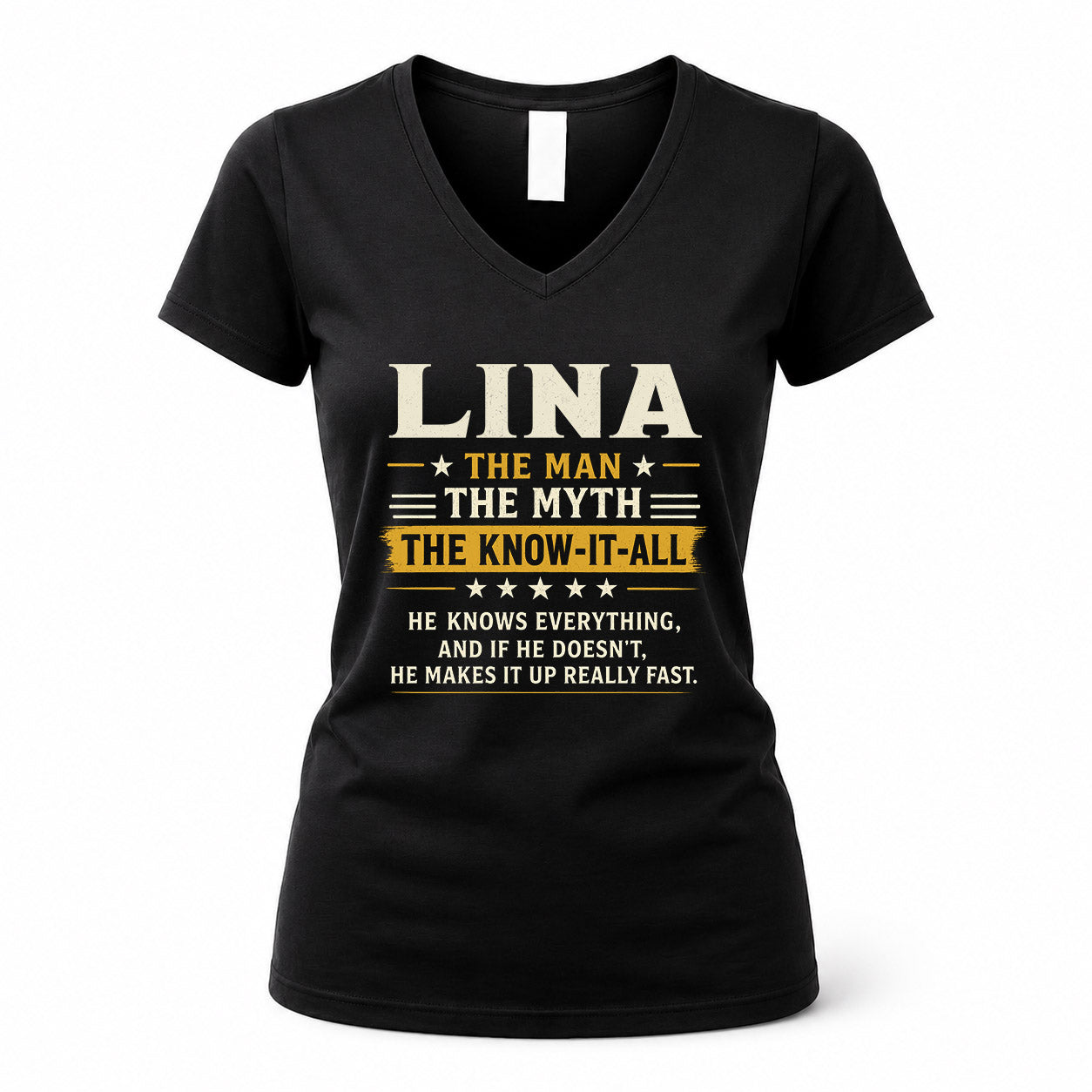 LINA TM90-K04-125 - NAME Legendary Know-It-All Personalized Funny Shirt