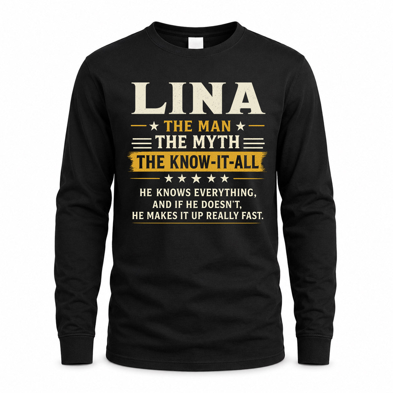 LINA TM90-K04-125 - NAME Legendary Know-It-All Personalized Funny Shirt