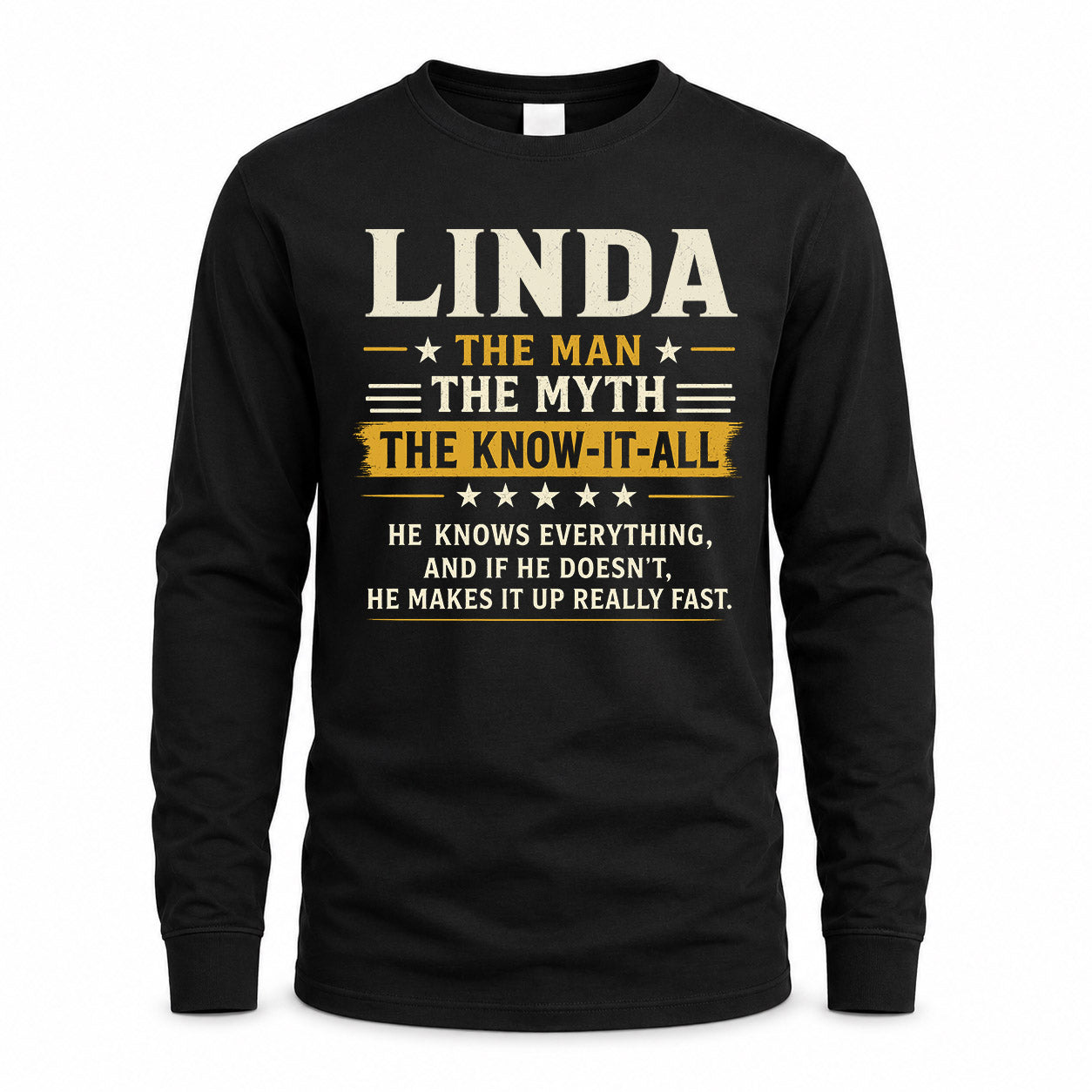 LINDA TM90-K04-125 - NAME Legendary Know-It-All Personalized Funny Shirt
