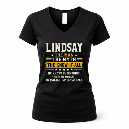 LINDSAY TM90-K04-125 - NAME Legendary Know-It-All Personalized Funny Shirt