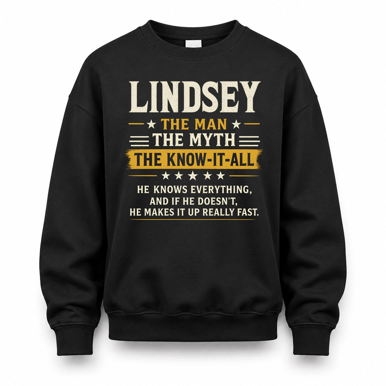 LINDSEY TM90-K04-125 - NAME Legendary Know-It-All Personalized Funny Shirt