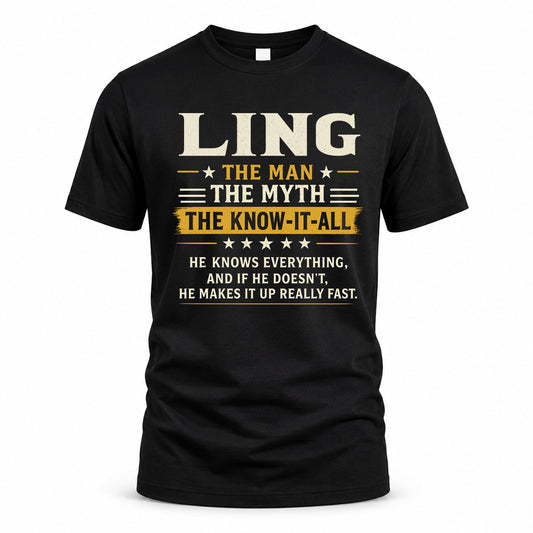 LING TM90-K04-125 - NAME Legendary Know-It-All Personalized Funny Shirt