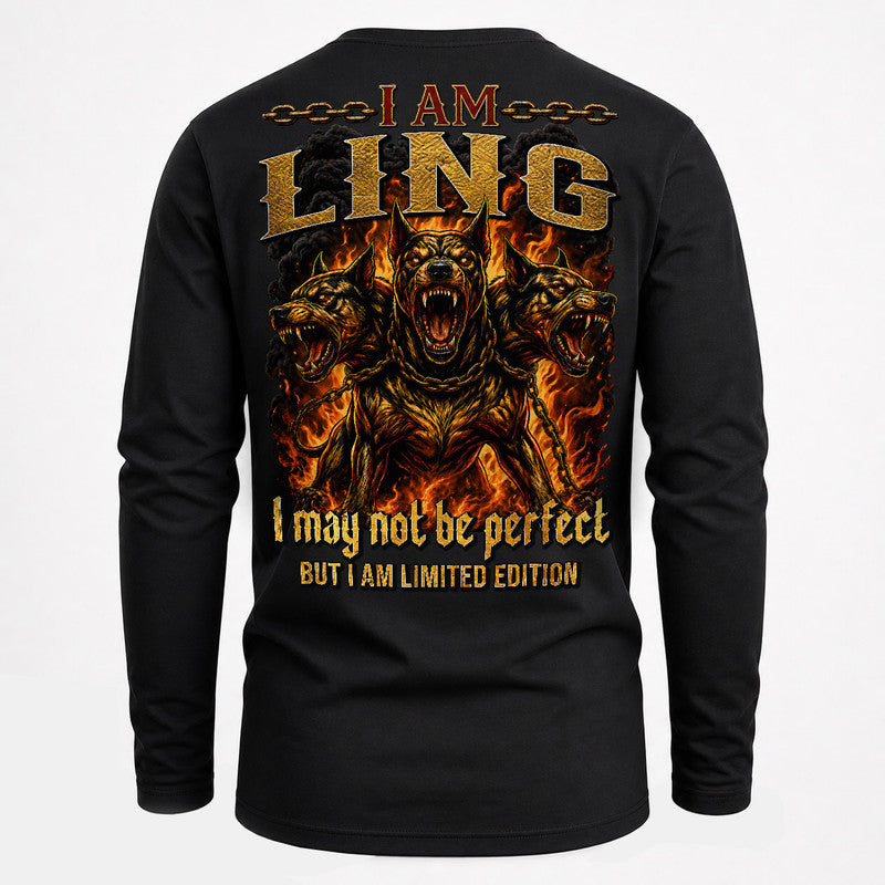LING MP88-F2-168–Personalized Bold Quote Apparel “I Am NAME I May Not Be Perfect But I Am Limited Edition