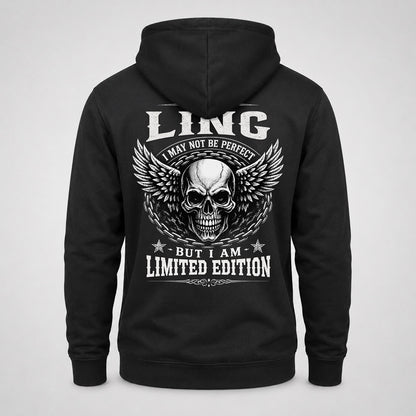 LING P01-K24-229 – Personalized Skull Graphic Apparel “I Am NAME I May Not Be Perfect But I Am Limited Edition”