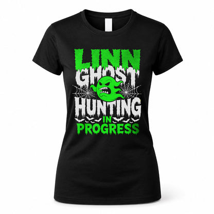 LINN HW22-K06-109 - NAME Ghost Hunting In Progress Personalized Halloween Shirt