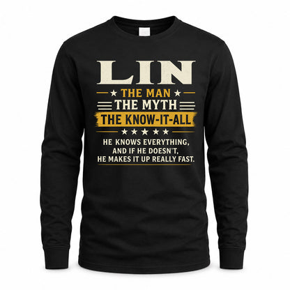 LIN TM90-K04-125 - NAME Legendary Know-It-All Personalized Funny Shirt