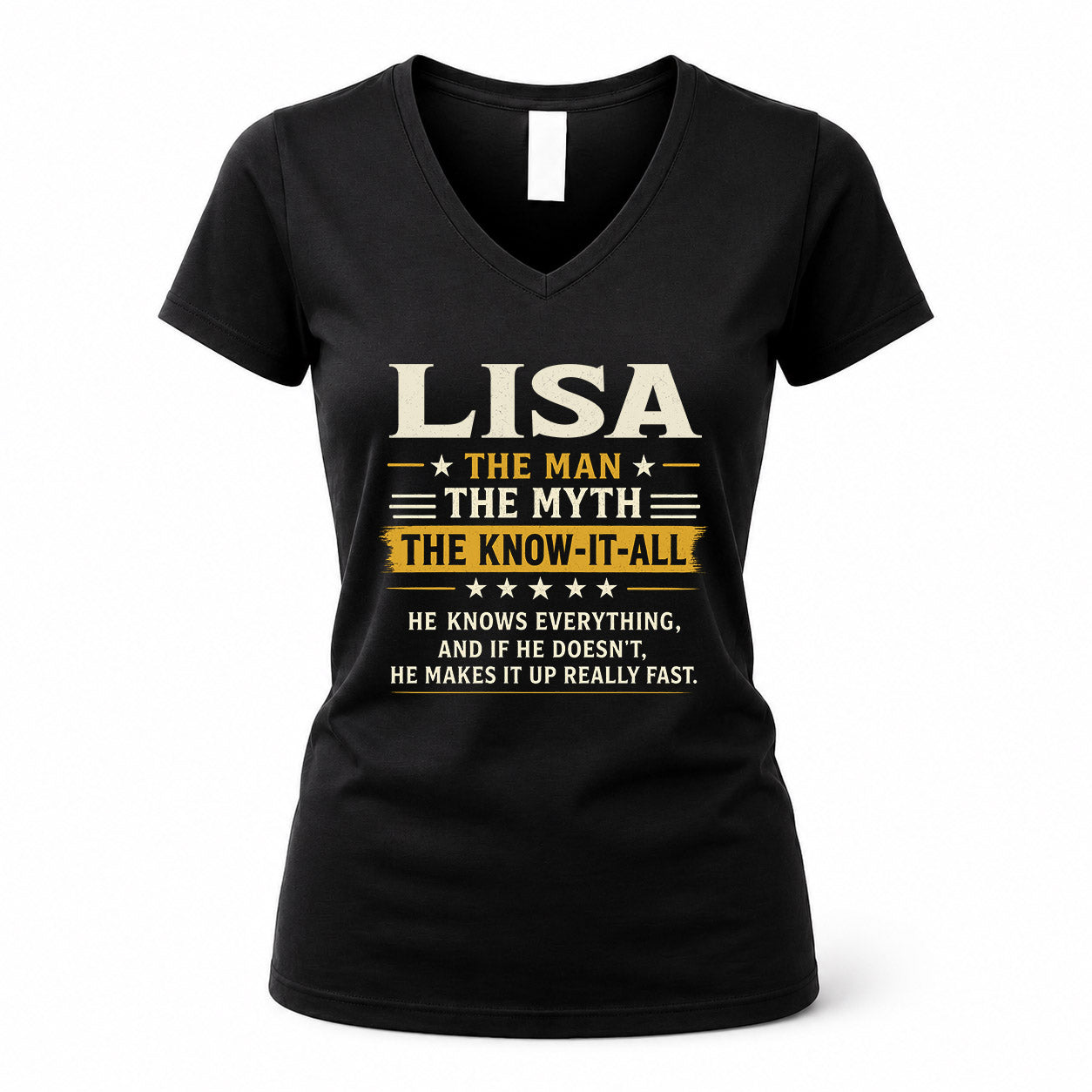 LISA TM90-K04-125 - NAME Legendary Know-It-All Personalized Funny Shirt