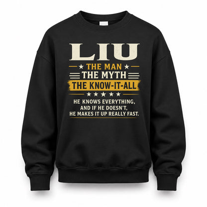 LIU TM90-K04-125 - NAME Legendary Know-It-All Personalized Funny Shirt