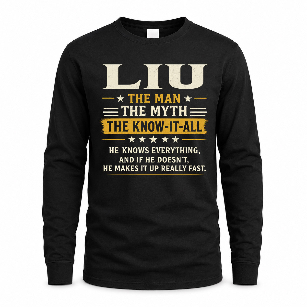 LIU TM90-K04-125 - NAME Legendary Know-It-All Personalized Funny Shirt